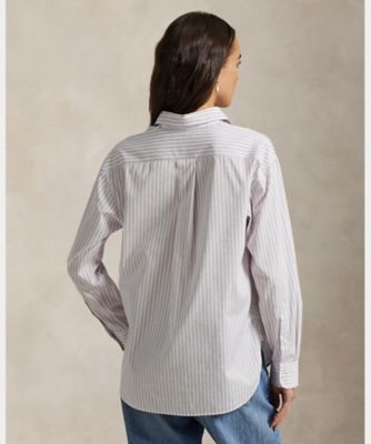 FLEX WE ME ストライプポロシャツ L クラシック フィット ストライプド オックスフォード シャツ