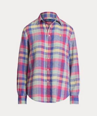 POLO RALPH LAUREN WOMENS (Women)/ポロ ラルフ ローレン クラシック　フィット　チェック　リネン　シャツ　ＷＭＰＯＳＨＴＮＤＯ２０７５６