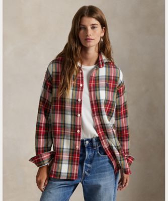 リラックス フィット チェック コットン ツイル シャツ