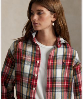 リラックス フィット チェック コットン ツイル シャツ