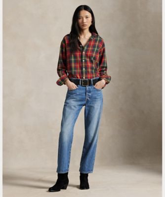 ポロラルフローレン 現行 リラックスフィットコットンツイルシャツ Mサイズ リラックス フィット チェック コットン ツイル シャツ