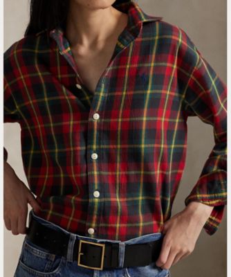 リラックス フィット チェック コットン ツイル シャツ