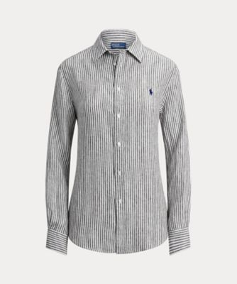 クラシック フィット ストライプド リネン シャツ