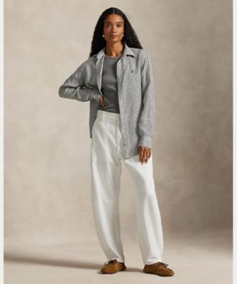 クラシック フィット ストライプド リネン シャツ