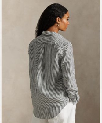 クラシック フィット ストライプド リネン シャツ