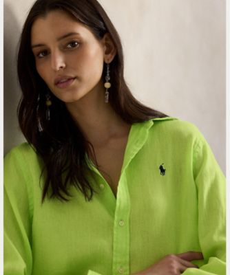 【美品】Polo Ralph Lauren リネンシャツ オリーブ M クラシック フィット リネン シャツ WMPOSHTNDO21077