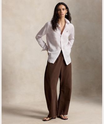 POLO RALPH LAUREN (ポロラルフローレン) ストライプ リネンシャツ 25050410000810 ベージュ L 美品♪ポロラルフローレン ストライプ リネンシャツ ポニー ベージュ