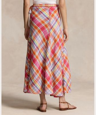 チェック リネン パネルド ラップ スカート | ファッション・服 | 三越  