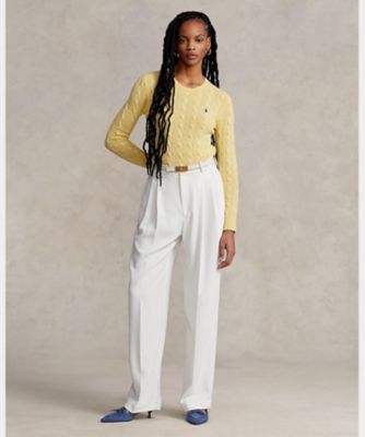 【一度着】ラルフローレン カシミヤ混 クルーネックケーブルニットセーター現行 ケーブル ウールカシミヤ クルーネック セーター | POLO RALPH LAUREN