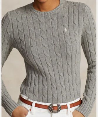 ケーブルニット コットン クルーネック セーター | ファッション・服 
