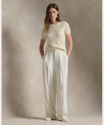 ケーブル　ウールカシミヤ　ショートスリーブ　セーター