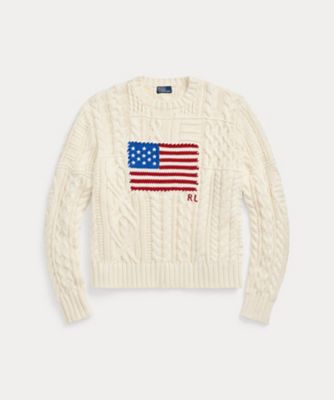 POLO RALPH LAUREN WOMENS (Women)/ポロ ラルフ ローレン アランニット フラッグ コットン セーター WMPOSWENC021145