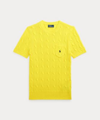POLO RALPH LAUREN WOMENS (Women)/ポロ ラルフ ローレン ケーブルニット　コットン　ショートスリーブ　セーター　ＷＭＰＯＳＷＥＮＣ０２１１６５