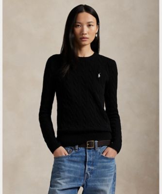 POLO RALPH LAUREN / ニット・セーター(厚手)/M/ウール/BEG/シルクリネン混 ケーブル ウールカシミヤ クルーネック セーター