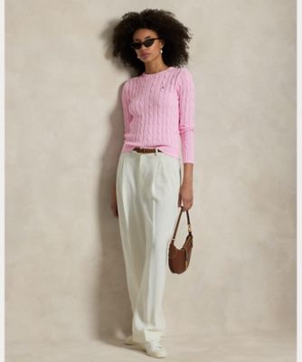 新品未使用　POLO GOLF ケーブルニット　カシミア　コットン　ピンク　M ケーブルニット コットン Polo セーター ドレス