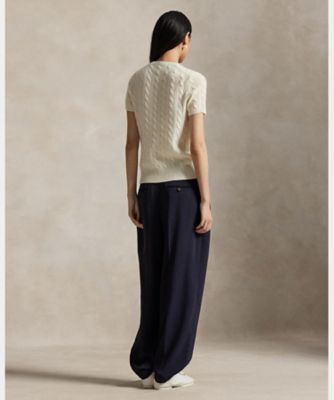 ケーブル ウールカシミヤ ショートスリーブ セーター