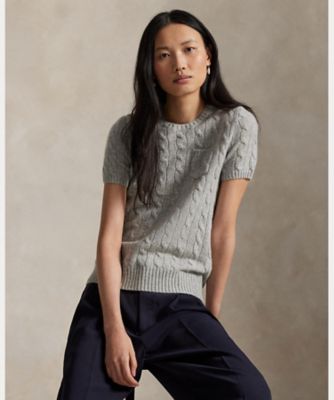 ケーブル ウールカシミヤ ショートスリーブ セーター