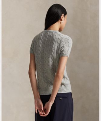 ケーブル ウールカシミヤ ショートスリーブ セーター