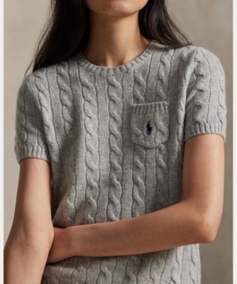 ケーブル ウールカシミヤ ショートスリーブ セーター