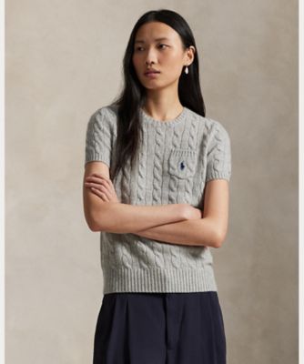 ケーブル ウールカシミヤ ショートスリーブ セーター