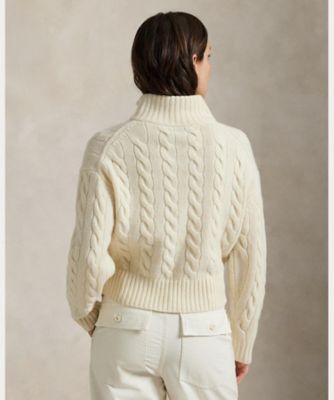 ケーブル ウールカシミヤ ハーフジップ セーター