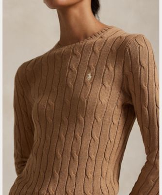 ケーブルニット コットン クルーネック セーター