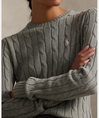 ケーブルニット コットン クルーネック セーター