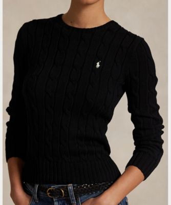 ケーブルニット コットン クルーネック セーター