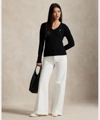 Ralph Lauren ケーブルニット ホワイト Vネック ケーブルニット コットン クルーネック カーディガン