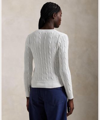 美品　ポロラルフローレン ケーブルニット コットンｖネック 刺繍ロゴ　522 ケーブルニット コットン Vネック セーター