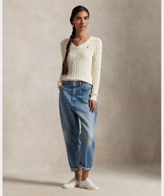 POLO RALPH LAUREN ケーブルニット コットン Vネック セーター ケーブルニット コットン セーター