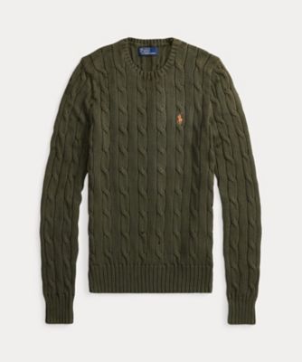 ケーブルニット コットン クルーネック セーター