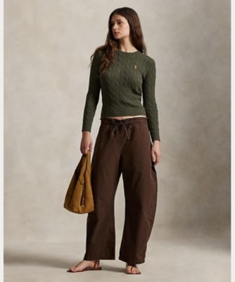 ラルフローレン ケーブルニット コットン クルーネック セーター　キャメル　M POLO RALPH LAUREN（ポロ・ラルフローレン） ニット セーター ケーブル