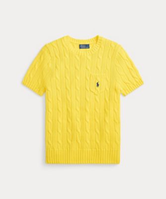 ケーブルニット コットン ショートスリーブ セーター