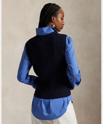 POLO RALPH LAURENポロラルフローレンのケーブルニットベスト　S ケーブルニット コットン セーター ベスト（ベスト）｜POLO RALPH