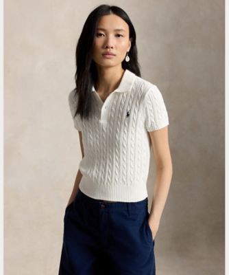 POLO RALPH LAUREN ケーブル編みポロシャツ Mサイズ ホワイト RALPH LAUREN｜ケーブルニット ポロシャツ | Rakuten Fashion(楽天