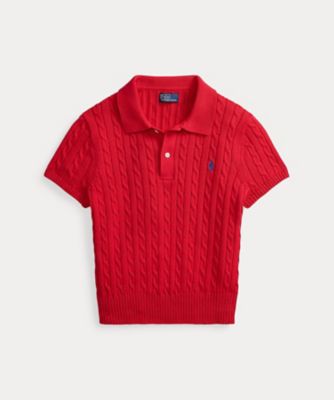 ＜POLO RALPH LAUREN WOMENS (Women)＞ケーブルニット　コットン　クロップド　ポロシャツ　ＷＭＰＯＳＷＥＮＣ０２１６２３