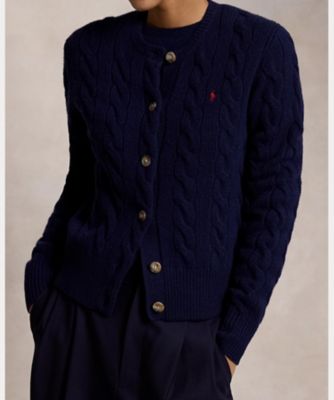 【美品】POLO RALPH LAUREN カシミヤ混ケーブルニットカーディガン POLO RALPH LAUREN カーディガン ケーブルニット ウールカシミヤ