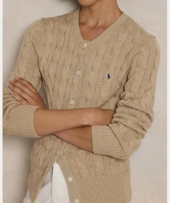 POLO RALPH LAUREN カーディガン ケーブルニット コットン クルーネック カーディガン