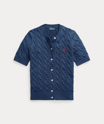 POLO RALPH LAUREN WOMENS (Women)/ポロ ラルフ ローレン ケーブルニット コットン ショートスリーブ カーディガン WMPOSWENDW20388