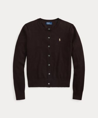 POLO RALPH LAURENブラウンコットンクルーネックカーディガンS新品 POLO RALPH LAUREN カーディガン コットン クルーネック
