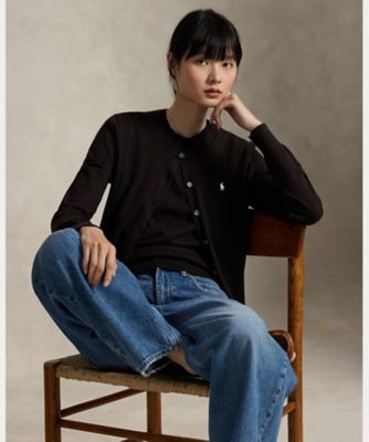 コットン クルーネック カーディガン