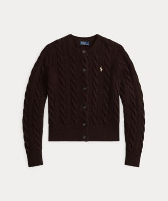 ケーブルニット ウールカシミヤ カーディガン