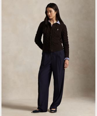 RALPH LAUREN ラルフローレン　 ケーブルカシミヤカーディガン　M ケーブルニット ウールカシミヤ カーディガン