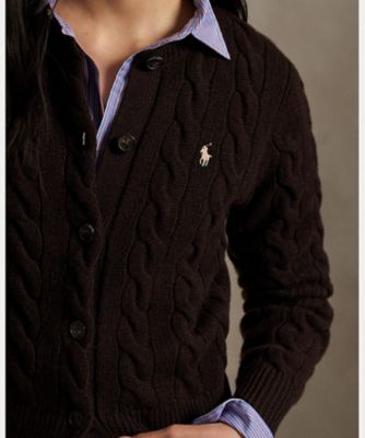 ケーブルニット ウールカシミヤ カーディガン