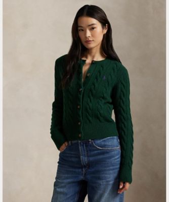 ケーブルニット ウールカシミヤ カーディガン