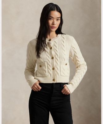 【ラルフローレン】カシミヤウールスタンドカラーカーディガン 牛革ベルト ラルフローレン】カシミヤウールスタンドカラーカーディガン 牛革ベルト