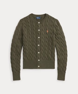 ケーブルニット コットン Vネック セーター