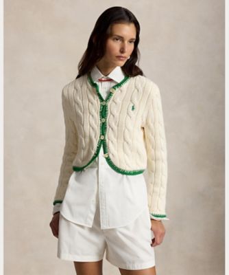 【美品】polo Ralph Lauren ラルフローレン　ケーブルカーディガン ケーブルニット クロップド カーディガン