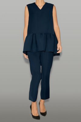 ノースリーブVネックヘムギャザーブラウス YCB－225－477